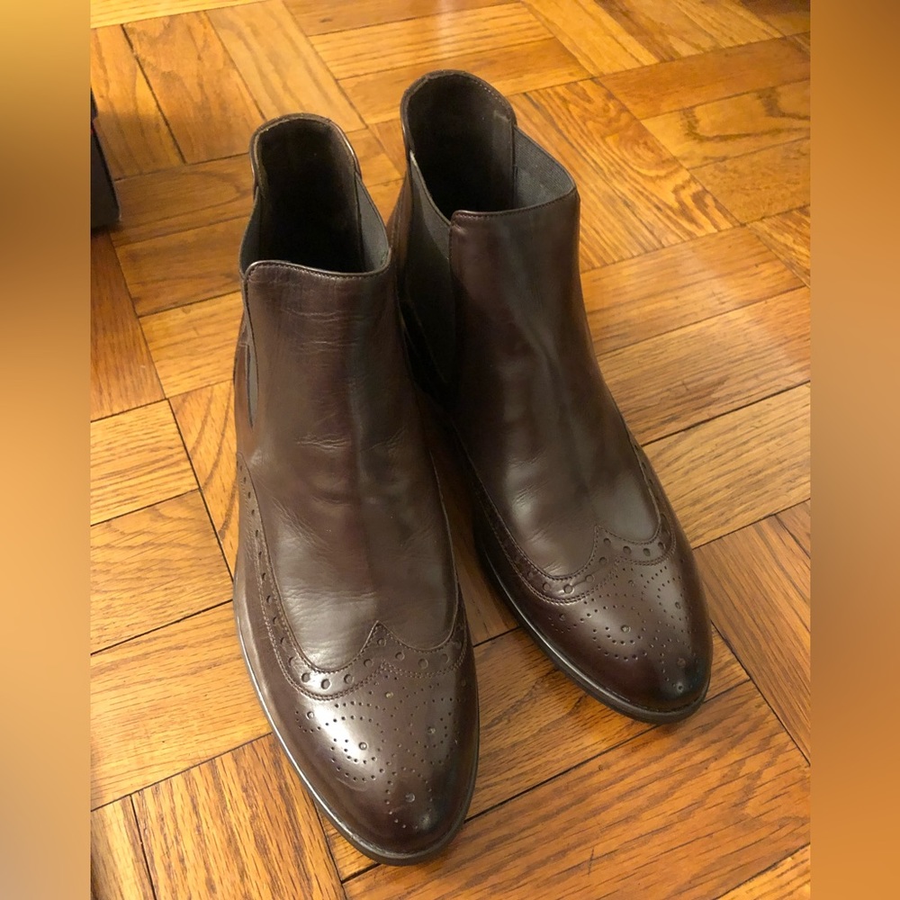 Brown leather Chelsea Brogues boots - size 37
